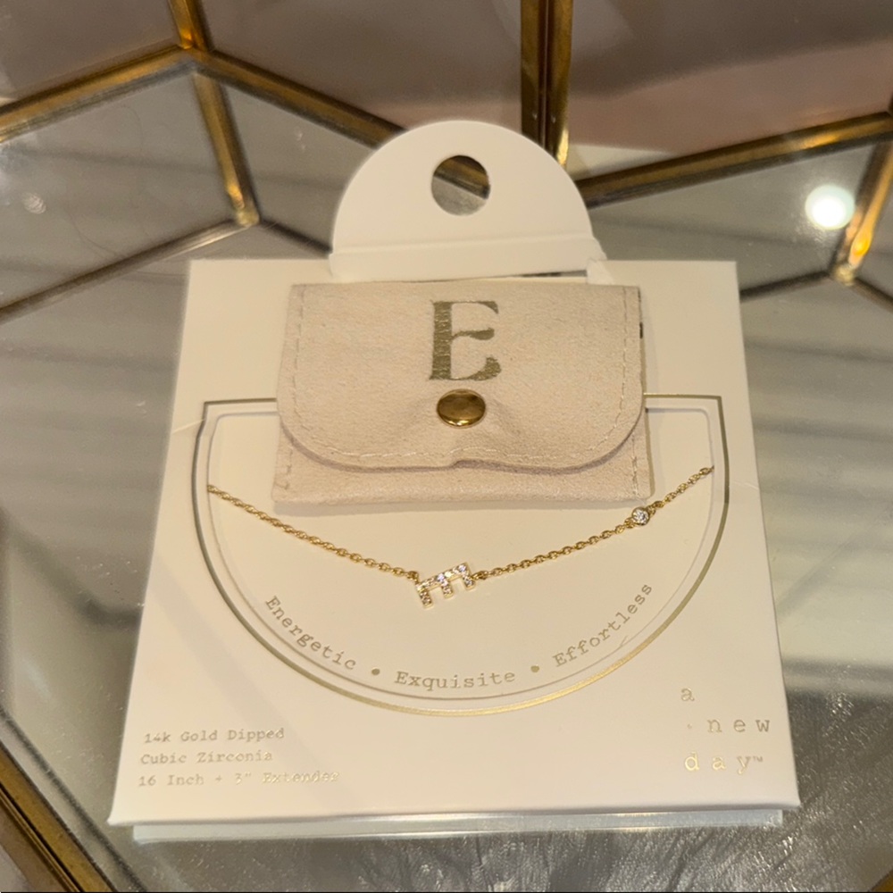 a new day Gold Necklace with Cubic Zirconia
